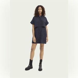 SCOTCH & SODA Animal Print Shirt Dress (navy)